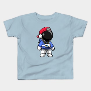 Cute Cool Astronaut Wearing Hoodie And Cap Cartoon Kids T-Shirt